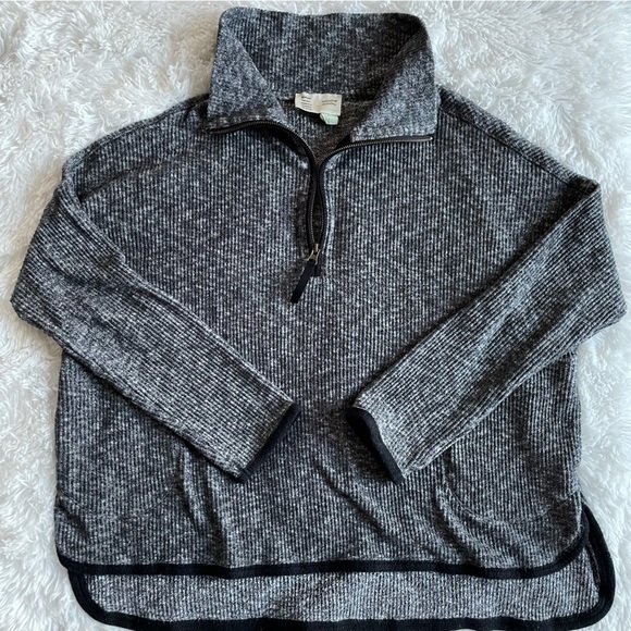 Anthropologie Saturday Sunday Weekender Ribbed 1/4 Zip Sweatshirt - Picture 2 of 9